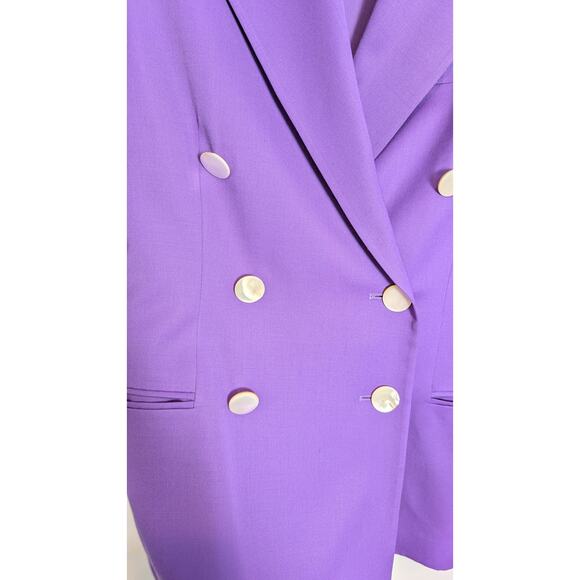 100% wool Purple Pantsuit — Mother of Pearl Buttons - Picture 3 of 8
